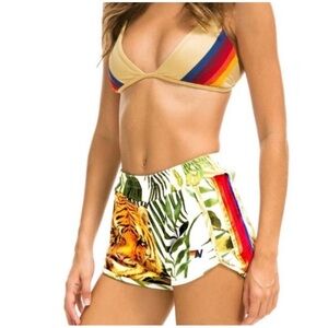 Aviator Nation velour striped tiger shorts S